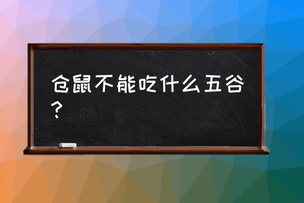 仓鼠吃了猪饲料会怎么样 仓鼠不能吃什么五谷？