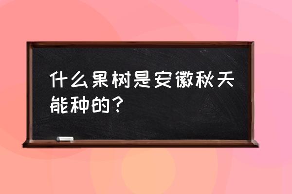 安徽合肥肥东适合种什么果树 什么果树是安徽秋天能种的？