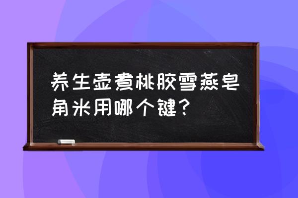 养生壶怎么煮桃胶银耳 养生壶煮桃胶雪燕皂角米用哪个键？