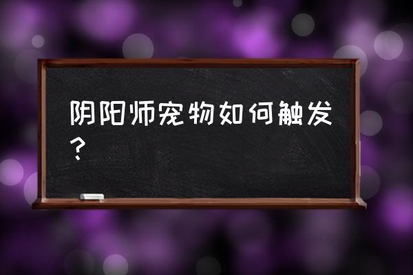 阴阳师小动物有几种 阴阳师宠物如何触发？