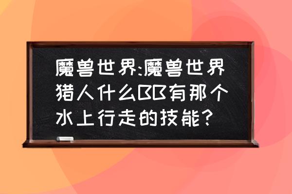 魔兽水上的坐骑有哪些 魔兽世界:魔兽世界猎人什么BB有那个水上行走的技能？