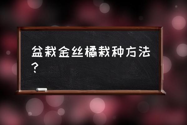 如何盆栽金钱桔 盆栽金丝橘栽种方法？