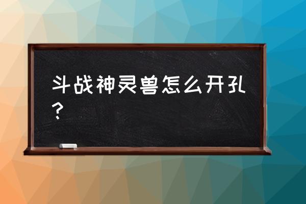 斗战神精魄怎么开洞 斗战神灵兽怎么开孔？