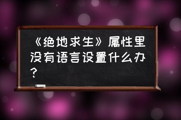 绝地求生泰服怎么调中文 《绝地求生》属性里没有语言设置什么办？