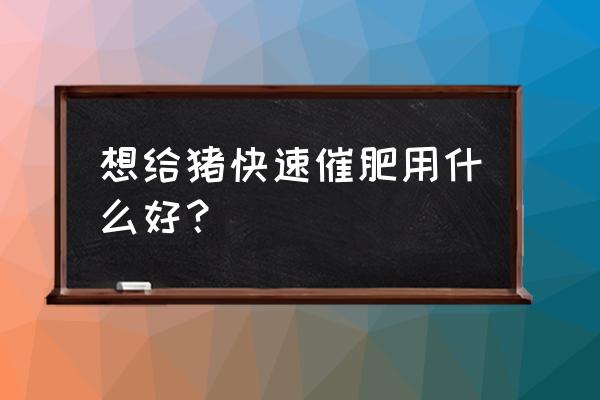 最简单的催肥方法 想给猪快速催肥用什么好？