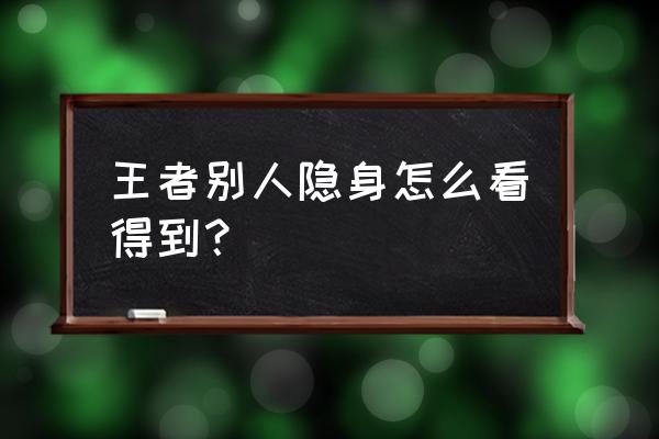 王者荣耀怎样查看隐身访客记录 王者别人隐身怎么看得到？