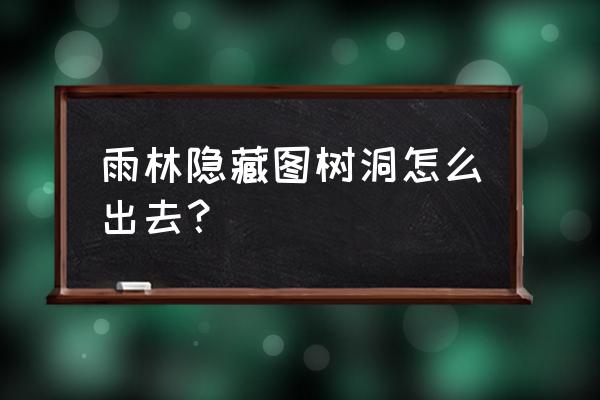 雨林的隐形地图怎么进 雨林隐藏图树洞怎么出去？