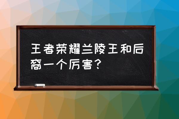 探探能不能隐身上线 王者荣耀兰陵王和后裔一个厉害？