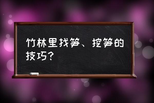 找竹林的正确方法 竹林里找笋、挖笋的技巧？