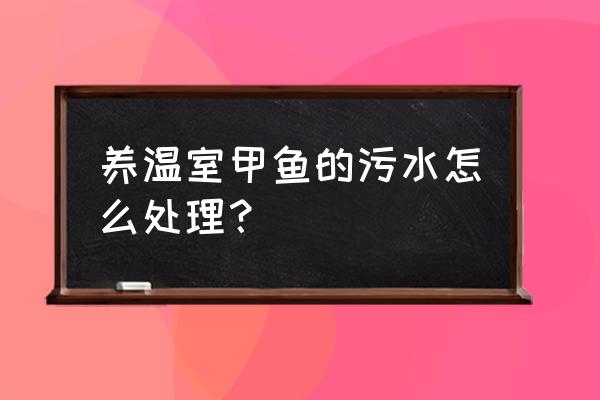 大棚养殖甲鱼技术 养温室甲鱼的污水怎么处理？