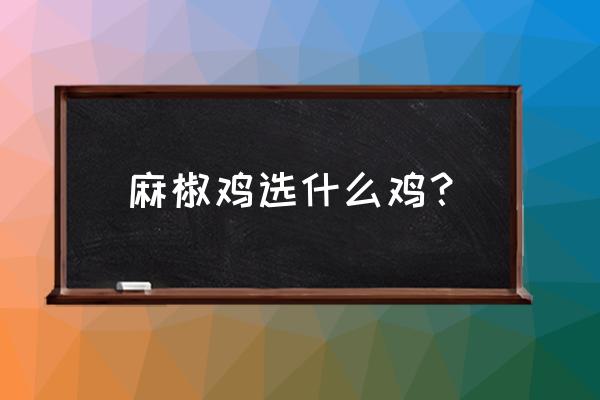 天选之鸡是怎么来的 麻椒鸡选什么鸡？