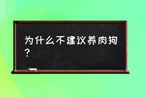 国家允许养肉狗吗 为什么不建议养肉狗？