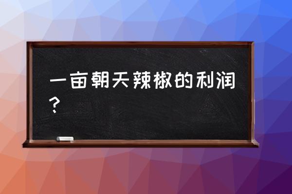 朝天辣种植全过程 一亩朝天辣椒的利润？