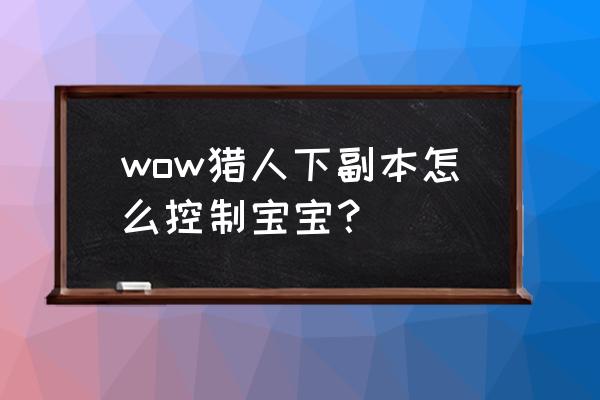 魔兽世界怀旧服猎人宝宝怎么低吼 wow猎人下副本怎么控制宝宝？