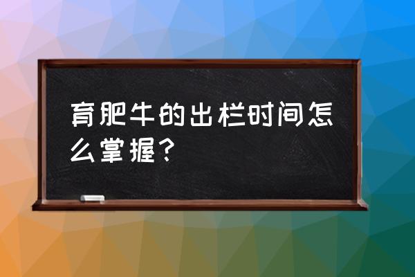 肉牛育肥快速方法 育肥牛的出栏时间怎么掌握？