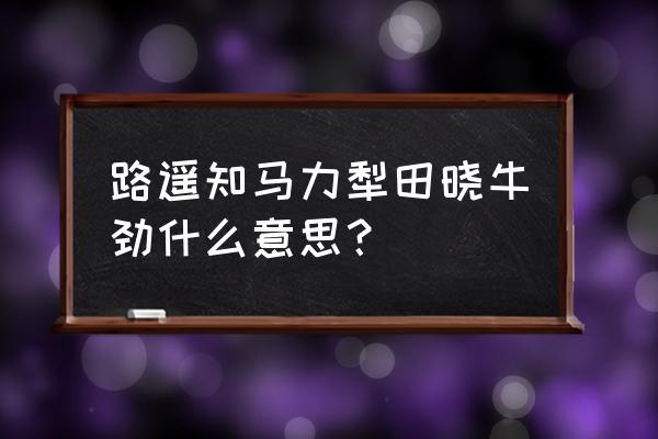 湖南农村牛犁田 路遥知马力犁田晓牛劲什么意思？