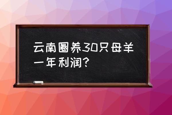 养羊30只一年能赚钱吗 云南圈养30只母羊一年利润？