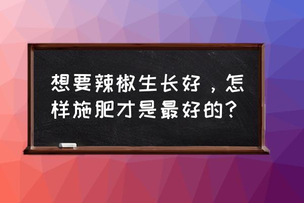 辣椒上什么含量的肥料好 想要辣椒生长好，怎样施肥才是最好的？