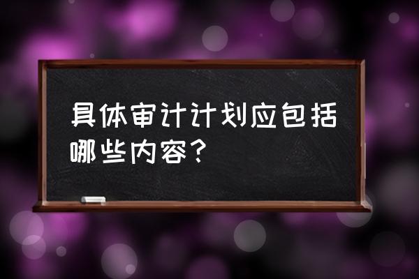 审计计划阶段主要工作包括哪些 具体审计计划应包括哪些内容？