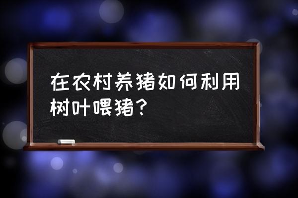 槐花小香饼 在农村养猪如何利用树叶喂猪？